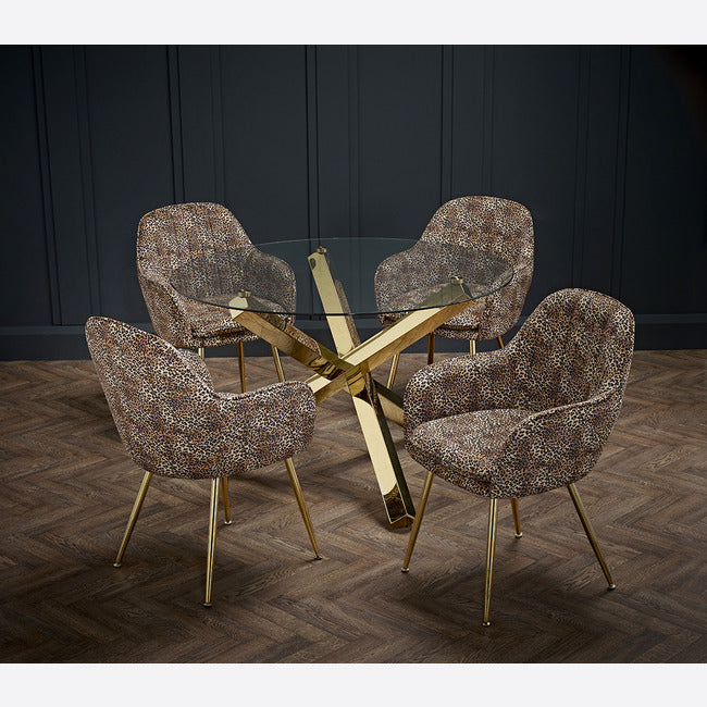 Lara Dining Chair Leopard Print with Gold Legs (Set of 2)