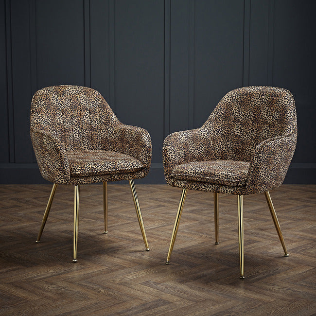 Lara Dining Chair Leopard Print with Gold Legs (Set of 2)