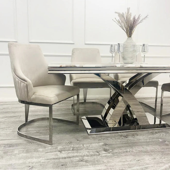 Chelmsford Velvet Dining Chair - Silver Frame