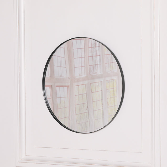Black Round Wall Mirror 50cm
