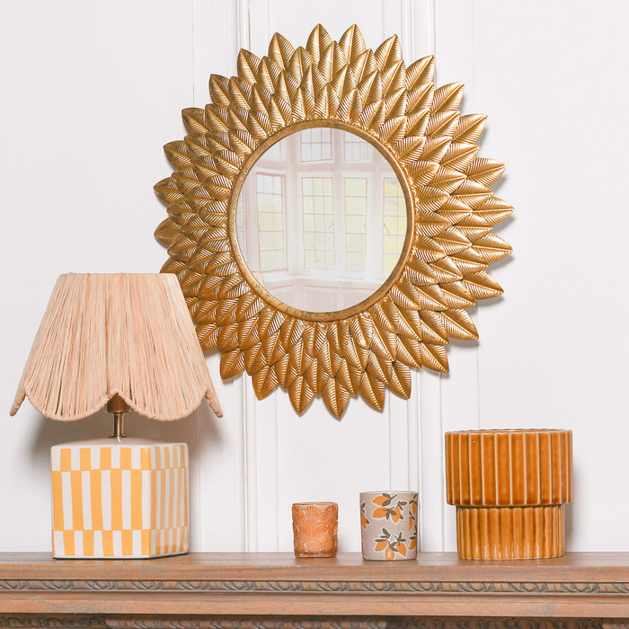 Round 48cm Sunflower Metal Wall Mirror