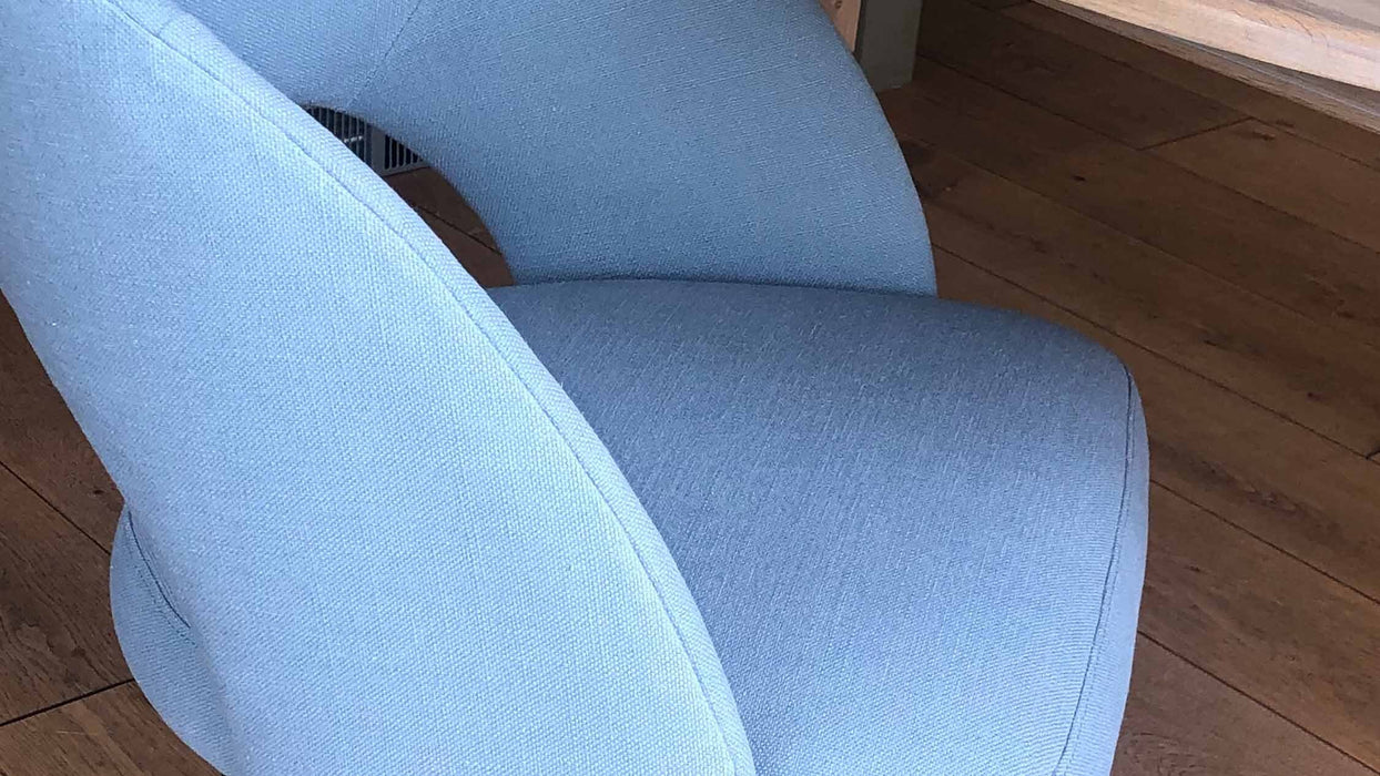 Millbridge Dining Chair | Duck Egg Blue Linen Fabric and Matt Black Legs