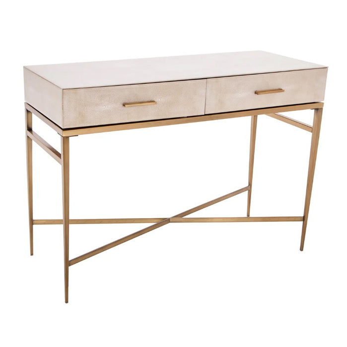 Esta 2 Drawer Biscuit Shagreen Console Table
