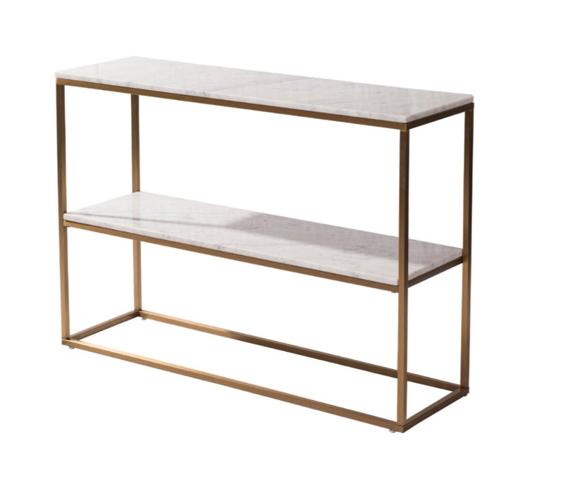 Faceby Brushed Gold And White Bookcase