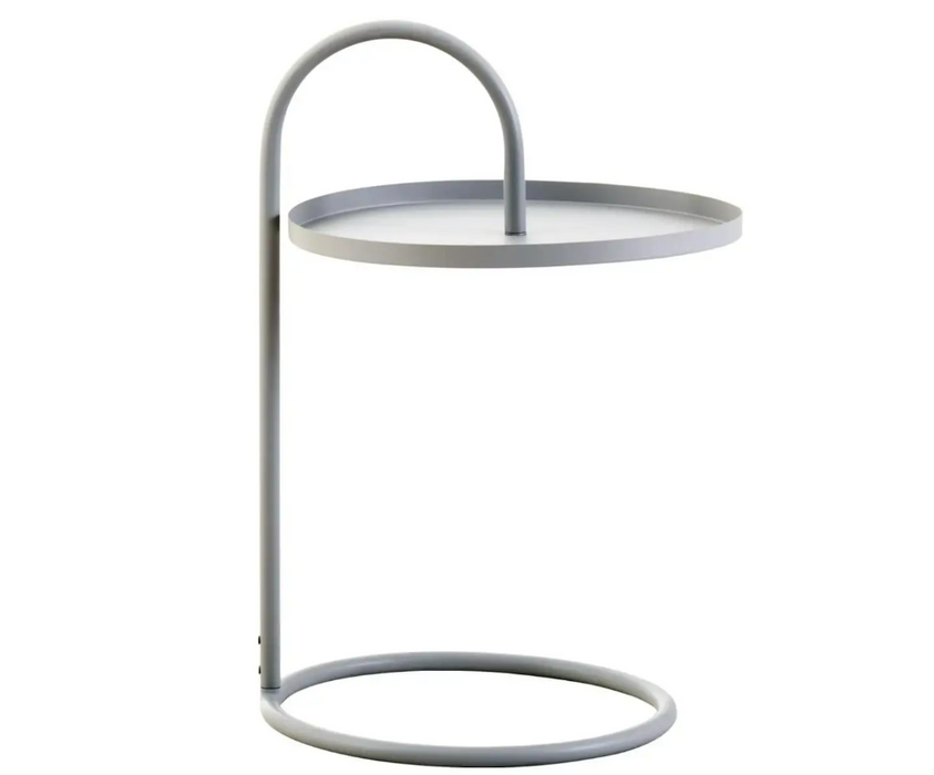Hanging Floating Tray Style Side Table with Round Grey Top and Grey Legs