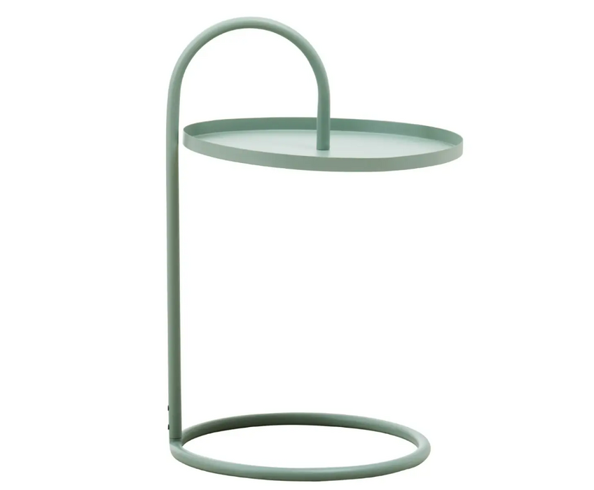 Hanging Floating Tray Style Side Table with Round Green Top and Green Legs