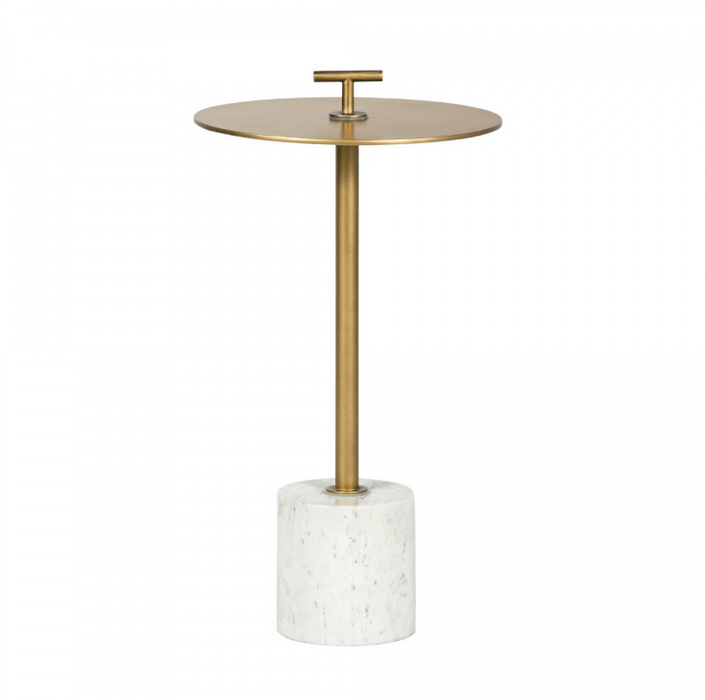 Kinnersley End Table | White Marble and Brass