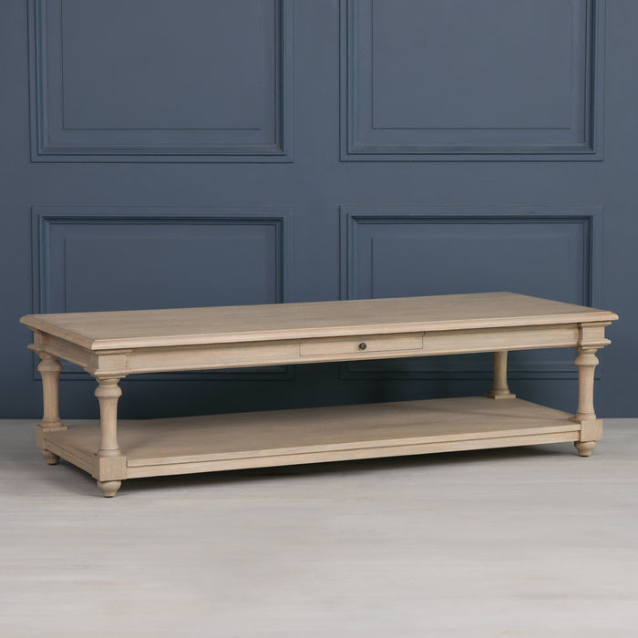 Rustic Wooden 170cm Coffee Table With Drawer