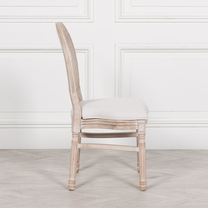 Light Wooden Louis Upholstered Dining Chair