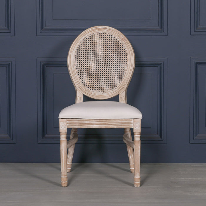 Light Wooden Louis Upholstered Dining Chair
