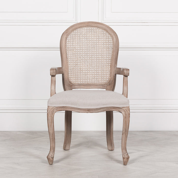 Wooden Carver Louis Upholstered Dining Arm Chair