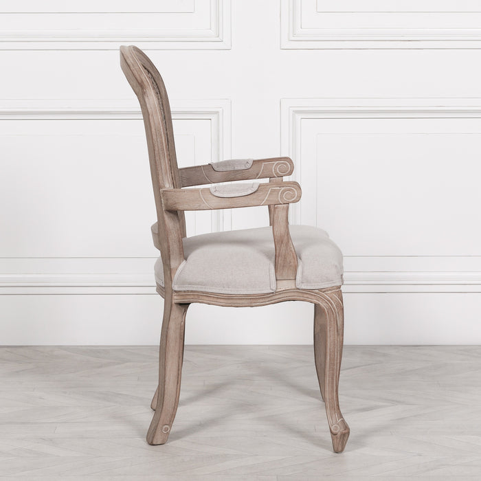 Wooden Carver Louis Upholstered Dining Arm Chair