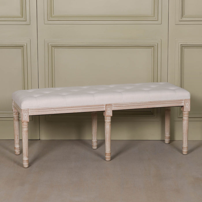 Light Wooden Louis Upholstered Bench