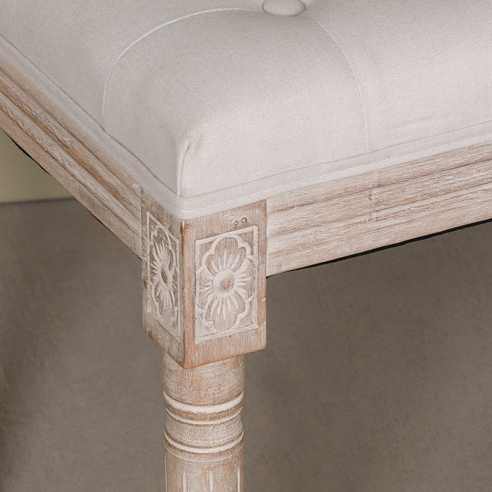 Light Wooden Louis Upholstered Bench