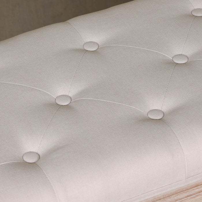 Light Wooden Louis Upholstered Bench
