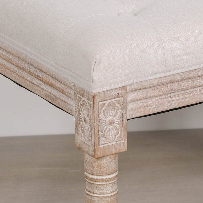 Light Wooden Louis Upholstered Bench