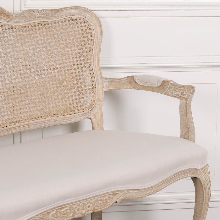Wooden Louis Upholstered 2 Seater Settee