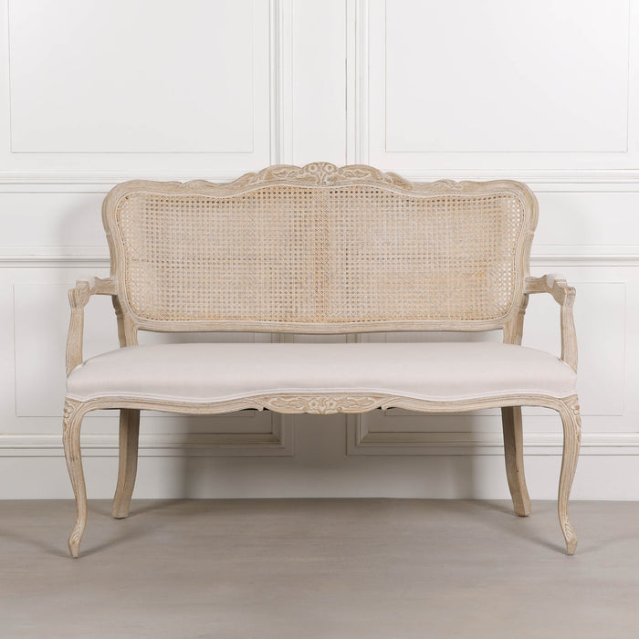 Wooden Louis Upholstered 2 Seater Settee