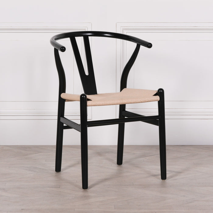 Wishbone Black Painted Wooden Dining Chair