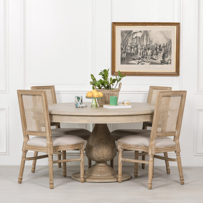 Rustic Light Wood 150cm Round Acorn Dining Table