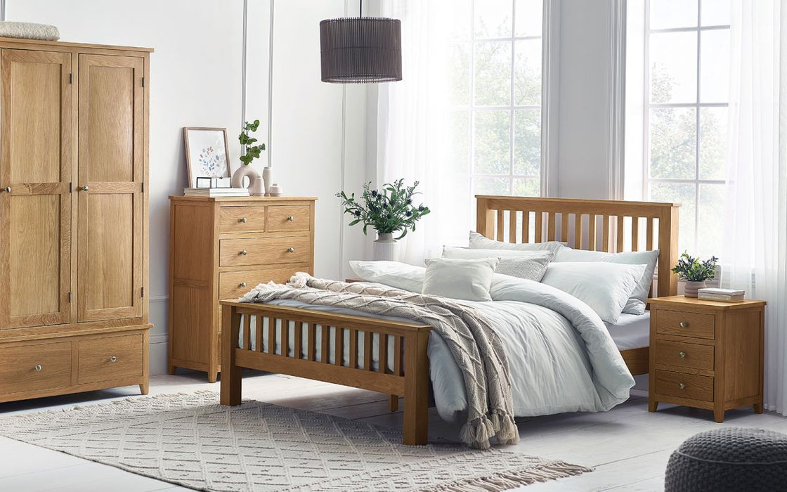 Mallory High Footend Bed Solid Oak with Real Oak Veneers