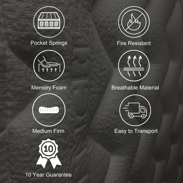 Aluxo Oasis 2000 Pocket Memory Pillow Top Mattress in a Box