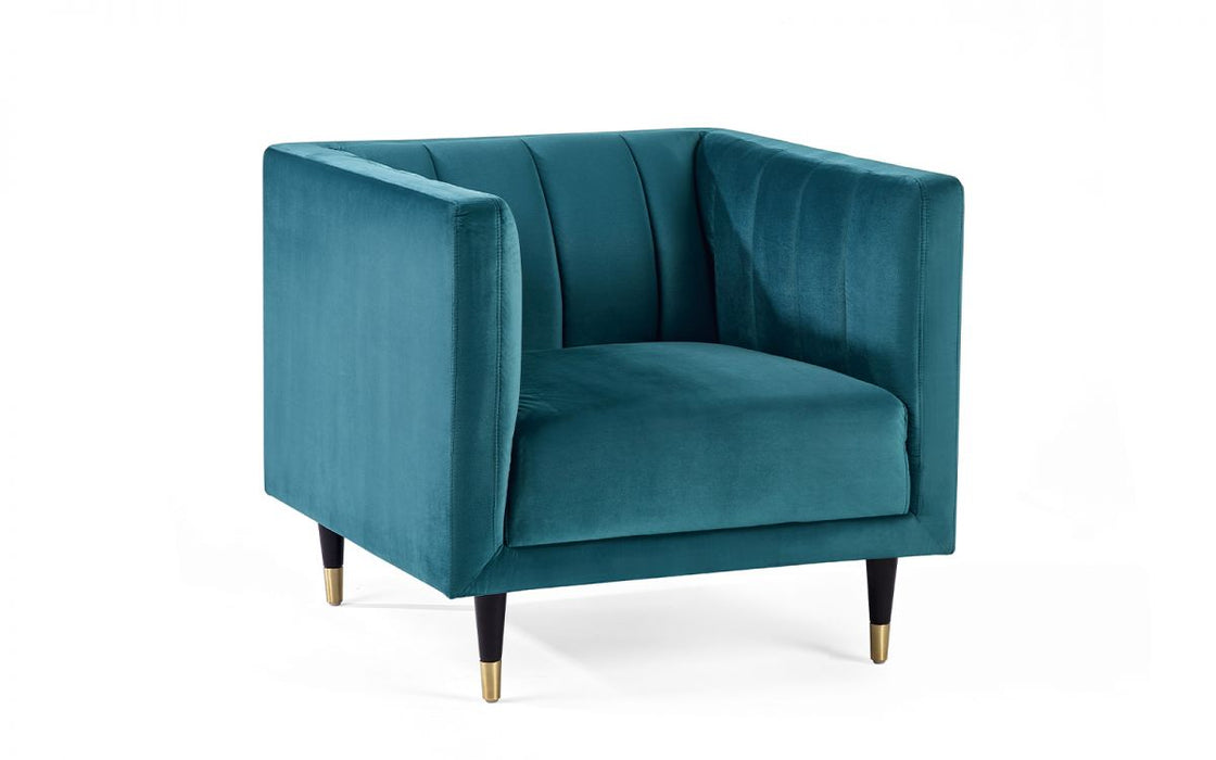 Salma Scalloped Back Chair - Teal