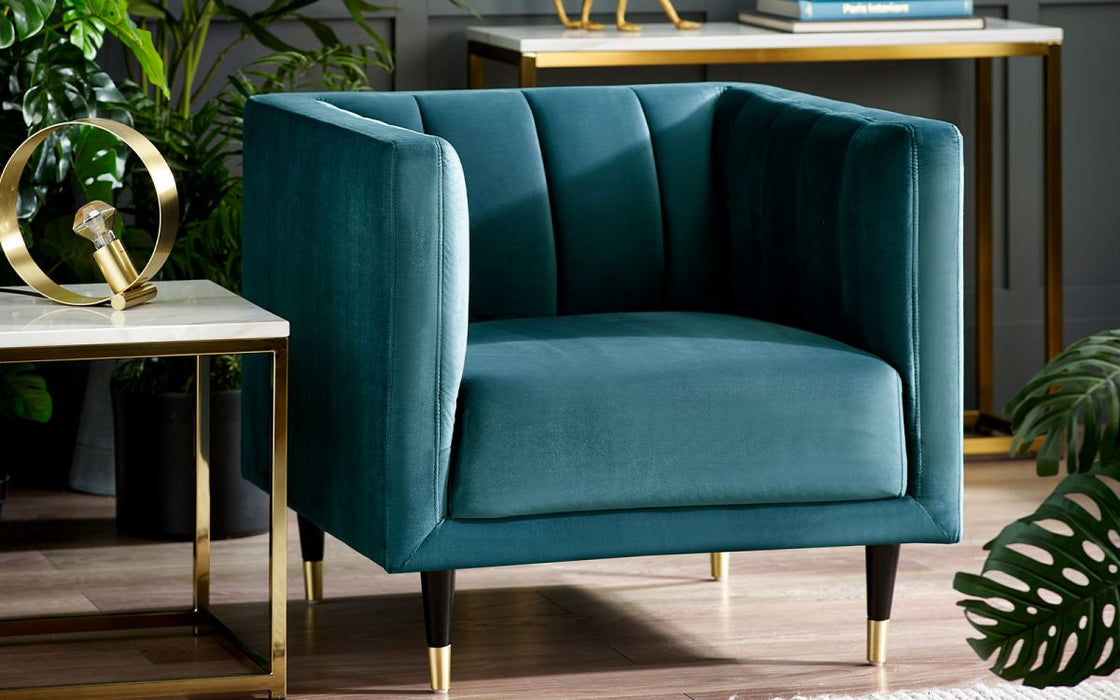 Salma Scalloped Back Chair - Teal