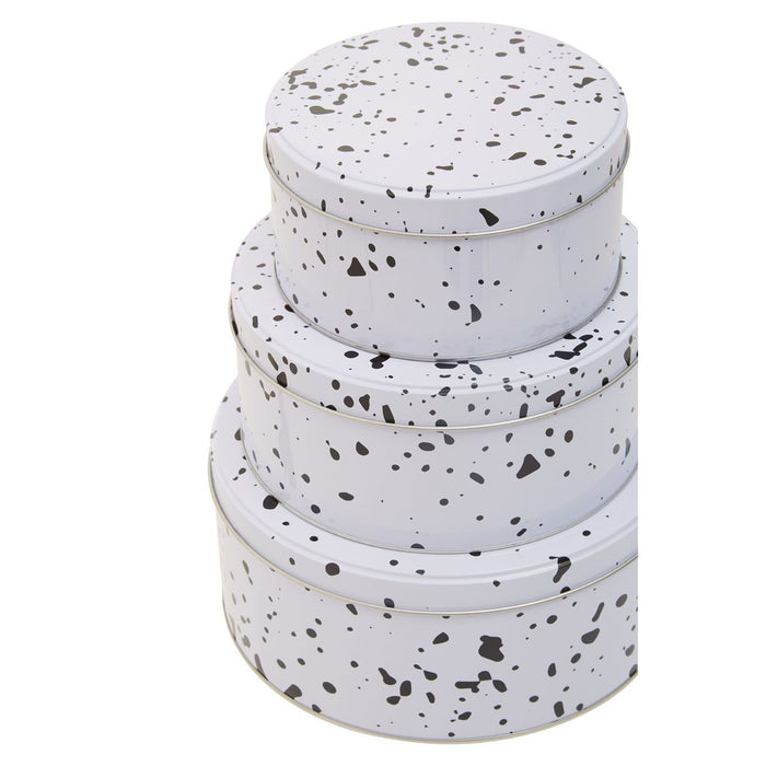 White Speckled Effect Storage Tins (Set of 3)