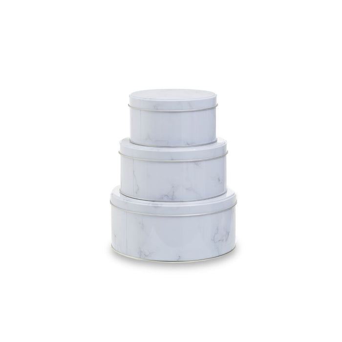 White Marble Effect Storage Tins (Set of 3)