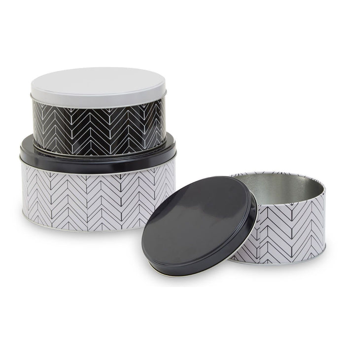 Black and White Urban Storage Tins (Set of 3)