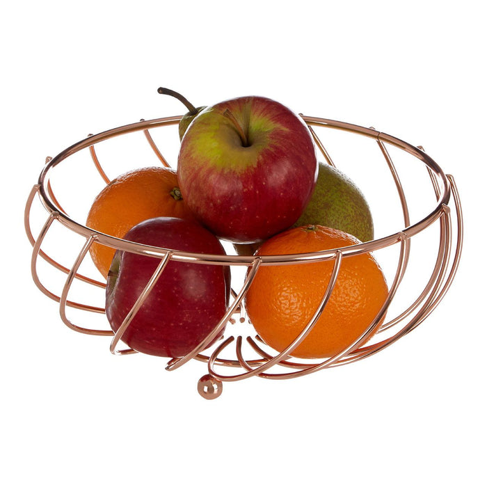 Kitchen Essentials Rose Gold Metal Rounded Fruit Basket