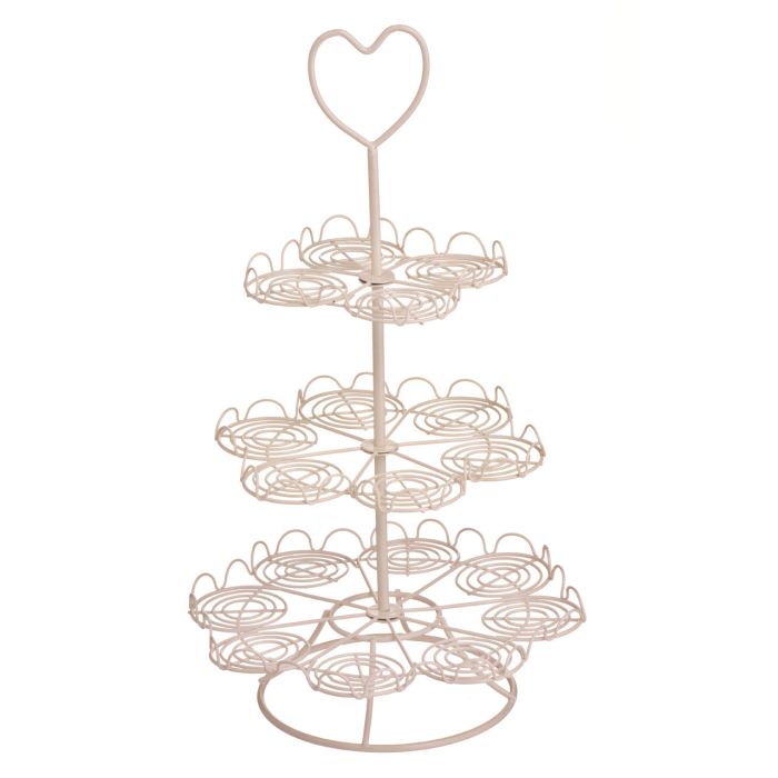 Cream Iron Wire 3 Tier Cupcake Stand 18 Cups