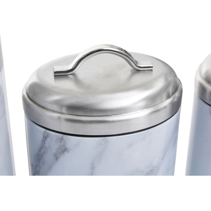 White/Grey Marble Effect Storage Tin Set - 4 Pc