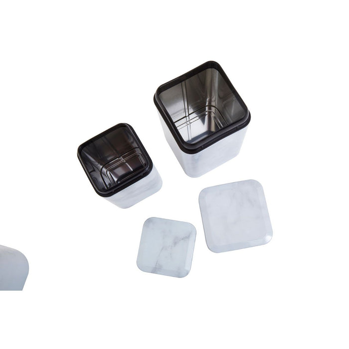 White/Grey Marble Effect Storage Tin Set