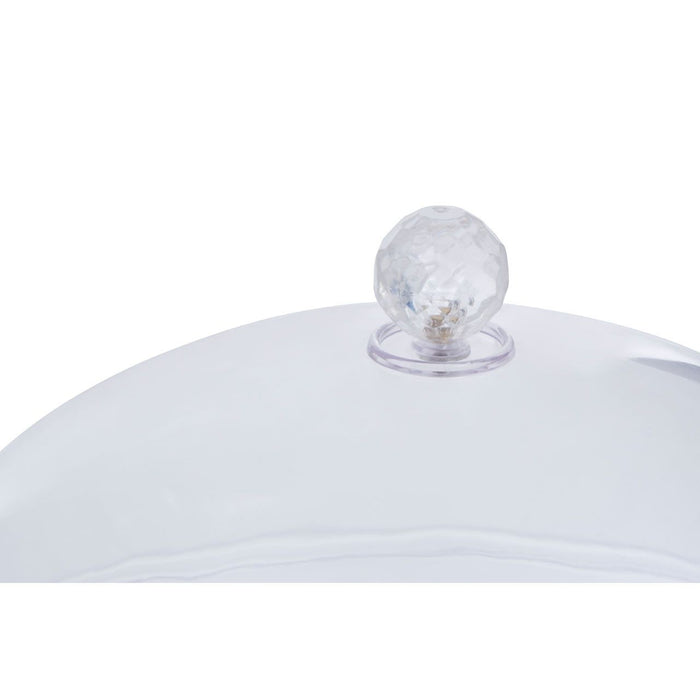 White Glass Cake Stand with Clear Dome