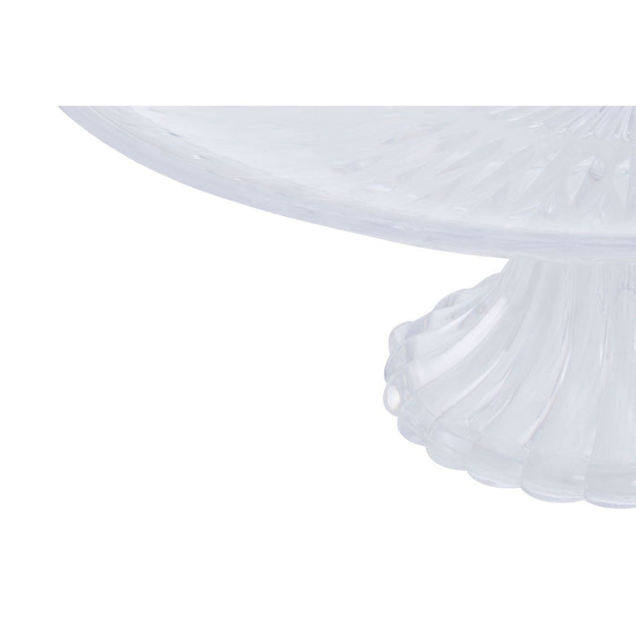 White Glass Cake Stand with Clear Dome