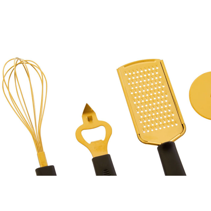 Modern Light Gold and Black 5Pc Kitchen Gadget Ergonomic Kitchenware Utensil Set