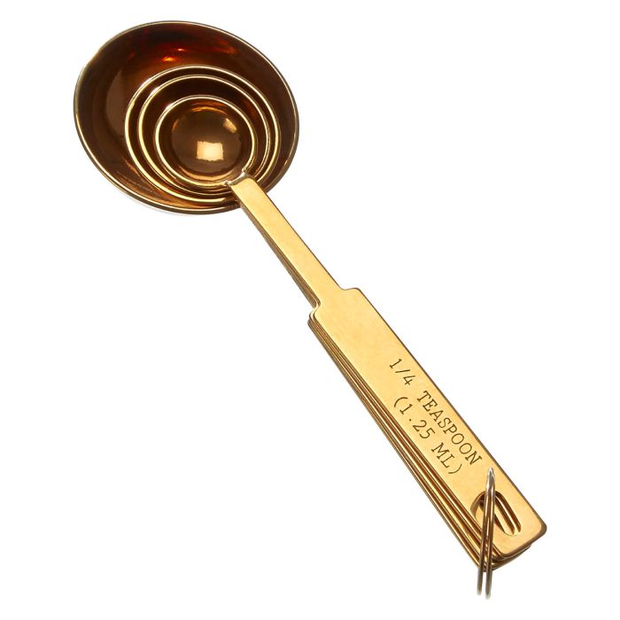 Set of 4 Measuring Spoons Teaspoon Servings - Gold