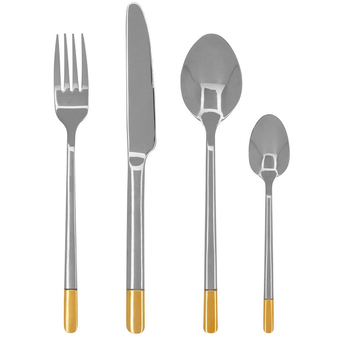 16 Piece Gold and Silver Stainless Steel Finished Cutlery Set