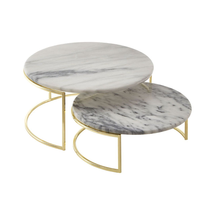 White & Gold Marble Cake Stand (Set of 2)