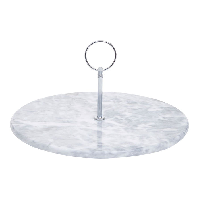 Grey Marble Cake Stand with Chrome Handle
