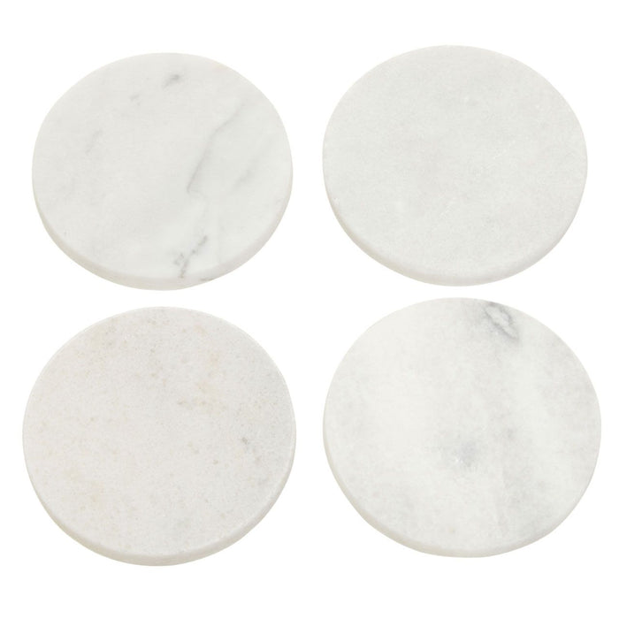 Round White Marble Coasters - Set of 4