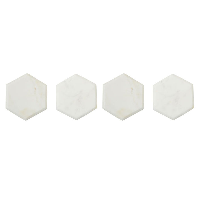 Hexagon White Marble Coasters - Set of 4