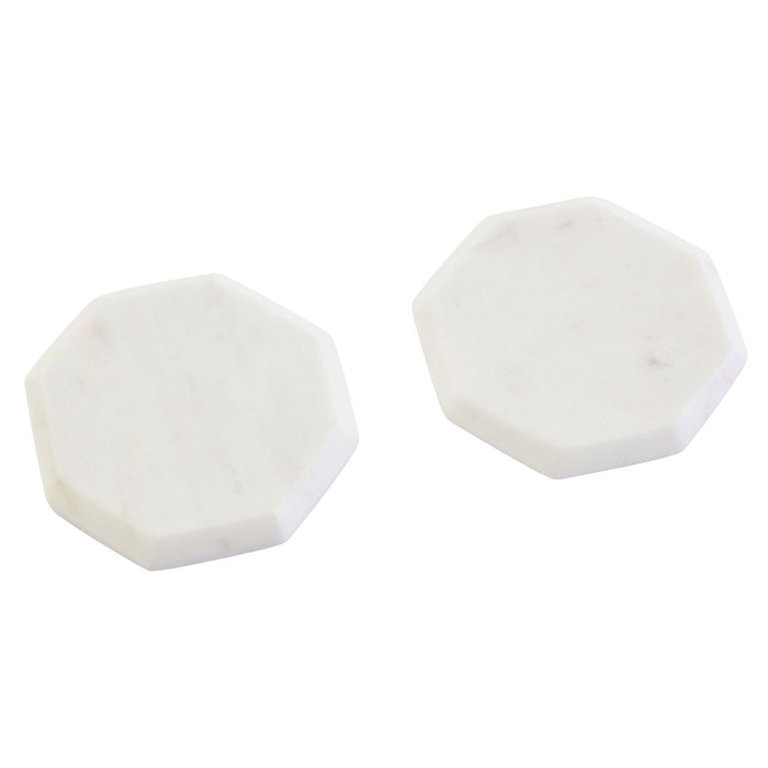 Octagon White Marble Coasters - Set of 4