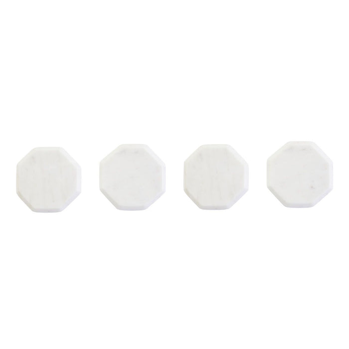 Octagon White Marble Coasters - Set of 4
