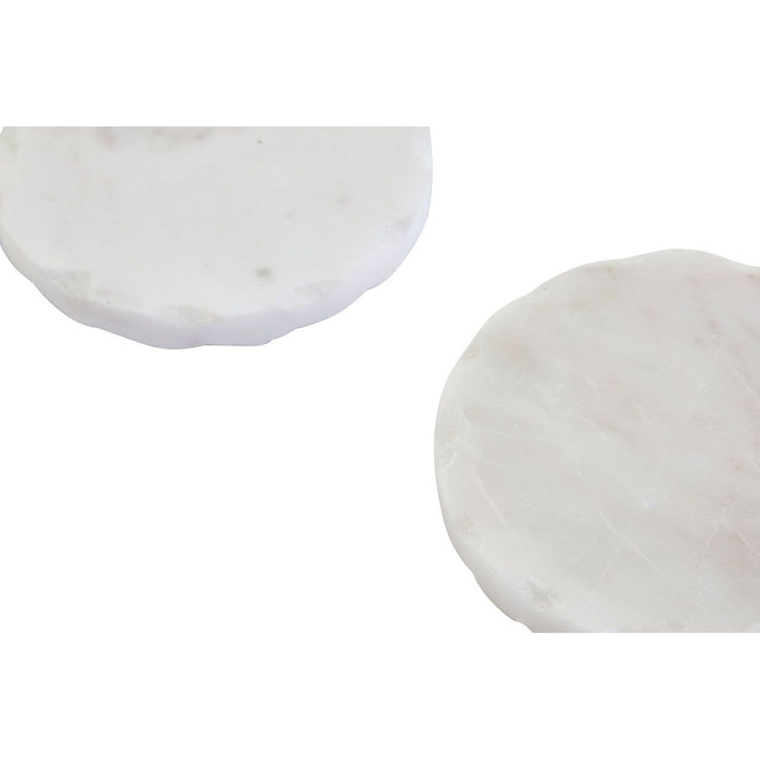 Rough Edged White Marble Coasters - Set of 4