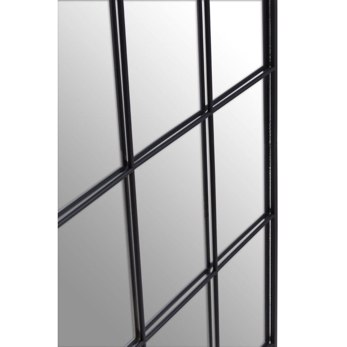 Curved Black Edge Tall Window Grid Wall Mirror - 140cm