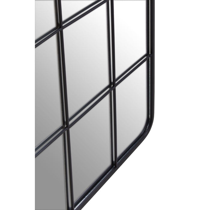 Curved Black Edge Tall Window Grid Wall Mirror - 140cm