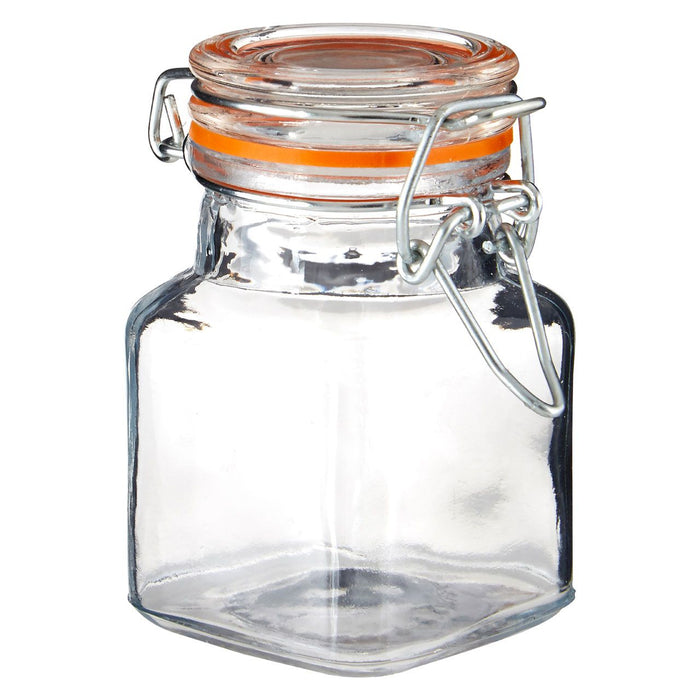 Airtight Rubber Seal Clip Top Lid Glass Jars (Set of 4)